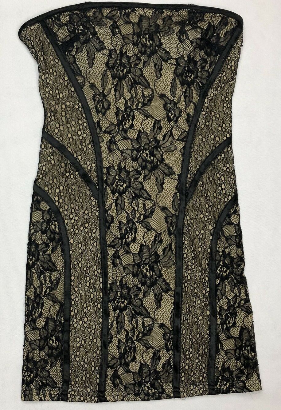 Forever 21 Dress Women Small Black Lace Bodycon Strapless Party Club Summer Sexy